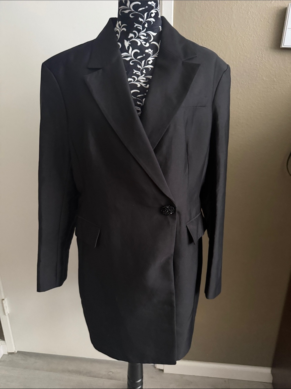 H&M Black Single-Button Women's Coat Dress